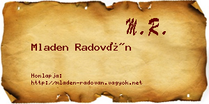 Mladen Radován névjegykártya